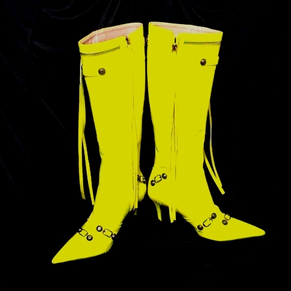 🎁FREE GIFT INCLUDED Brand New High Knee Boots Stiletto Heel Pointed Toe Tassels - Picture 8 of 16